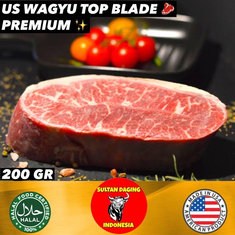 

WAGYU STEAK ANGUS PRIME TOP BLADE MB 2-3 200 GRAM IMPORT DARI USA/ US STEAK/ STEAK WAGYU/ TOP BLADE