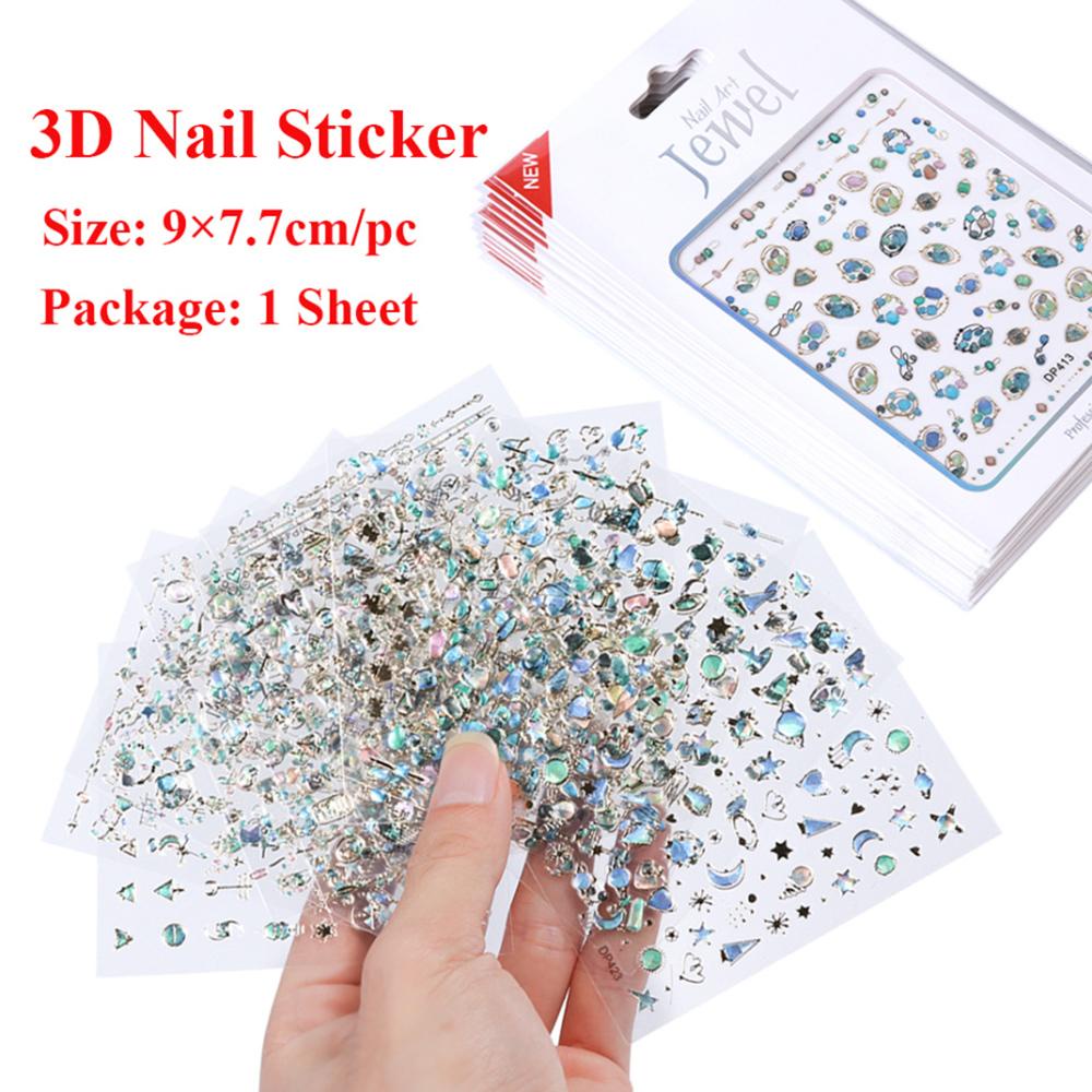 AUGUSTINA Agustin 3D Nail Art Sticker 1pcs Perekat Timbul Galaxy Desain Geometri Sliders Nail Decals