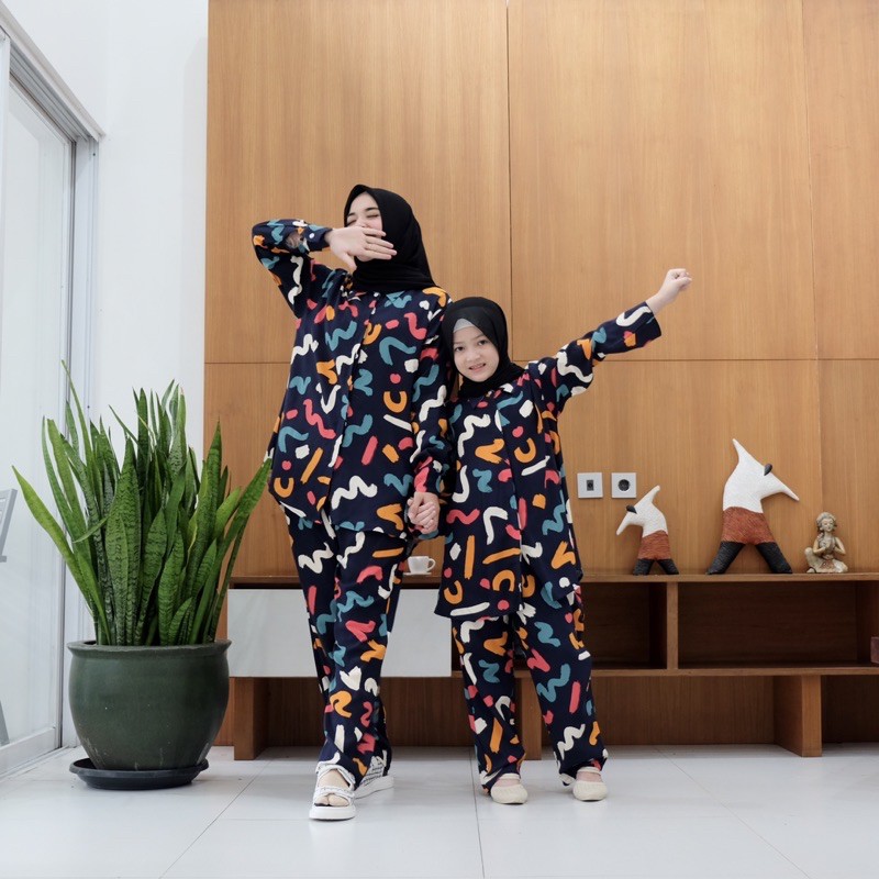 PAJAMAS ANAK DAN IBU COUPLE SETELAN BAJU COUPLE IBU DAN ANAK PEREMPUAN