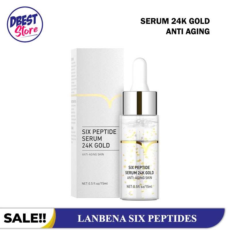 DBEST - Serum Wajah Original 100% Lanbena Six Peptides 24K / Serum glowing Memutihkan Wajah Menjadikan Awet Muda