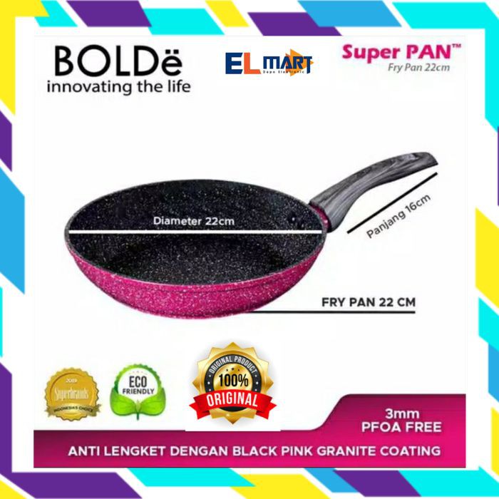 BOLDe frypan 22cm Blackpink super pan granite black pink induksi  22 cm