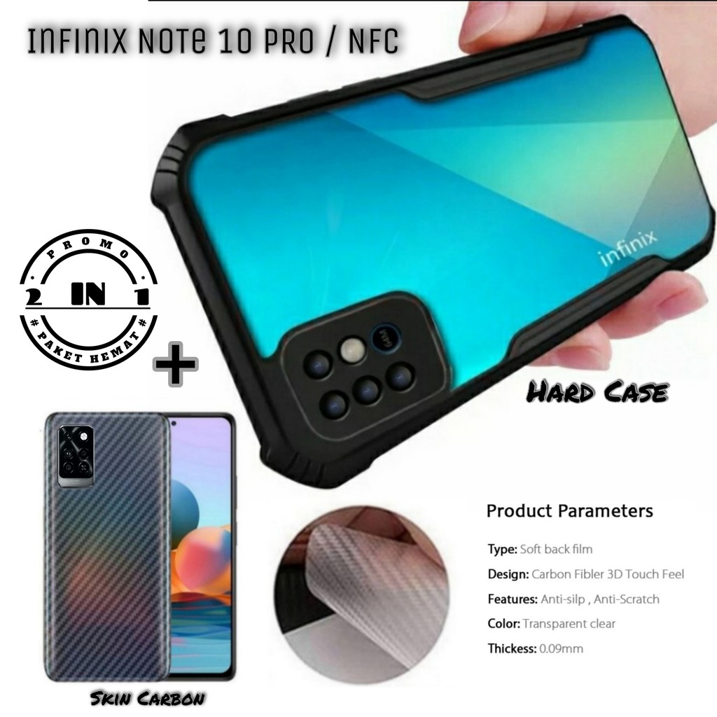 Hard Case INFINIX NOTE 10 / INFINIX NOTE 10 PRO NFC Free Skin Carbon / Garskin Transparant