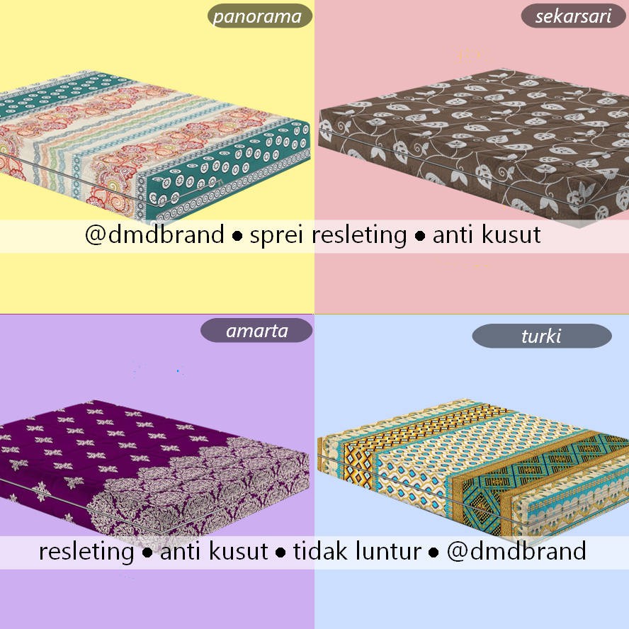  Sprei  Resleting No 1 180 X 200 Sarung Kasur Sarung Spring 