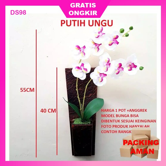 Bunga Tanaman Hias Hiasan Plastik Dinding Besar Anggrek Artificial Artifisial Indoor Ruang Tamu