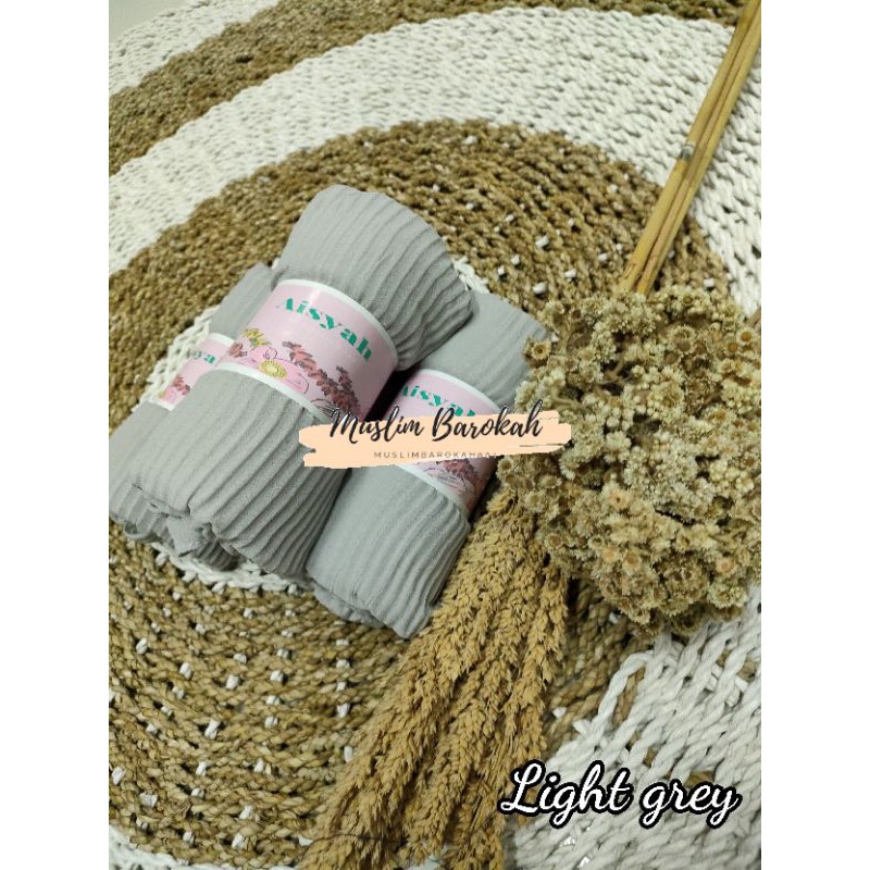 PASHMINA PLISKIT PLISKET PLEATED CERUTY BABYDOLL PREMIUM/ PASHMINA PLISKET LIDI CABANG/PLEATED SHAWL-Light Grey
