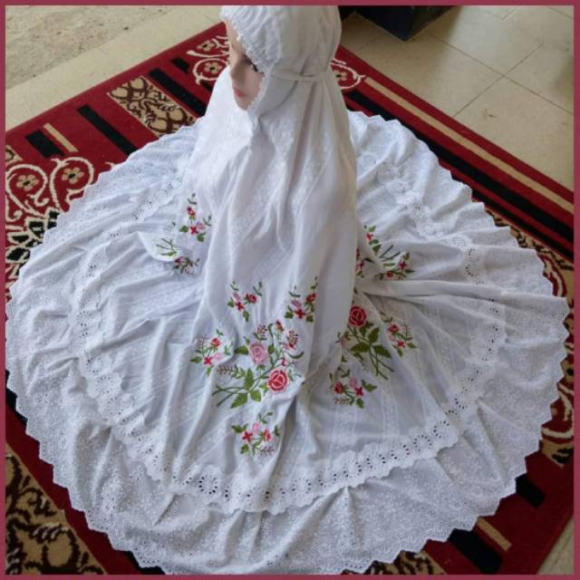 Mukena Katun Paris Bordir Dan Sulaman Asli Bukittinggi Shopee Indonesia