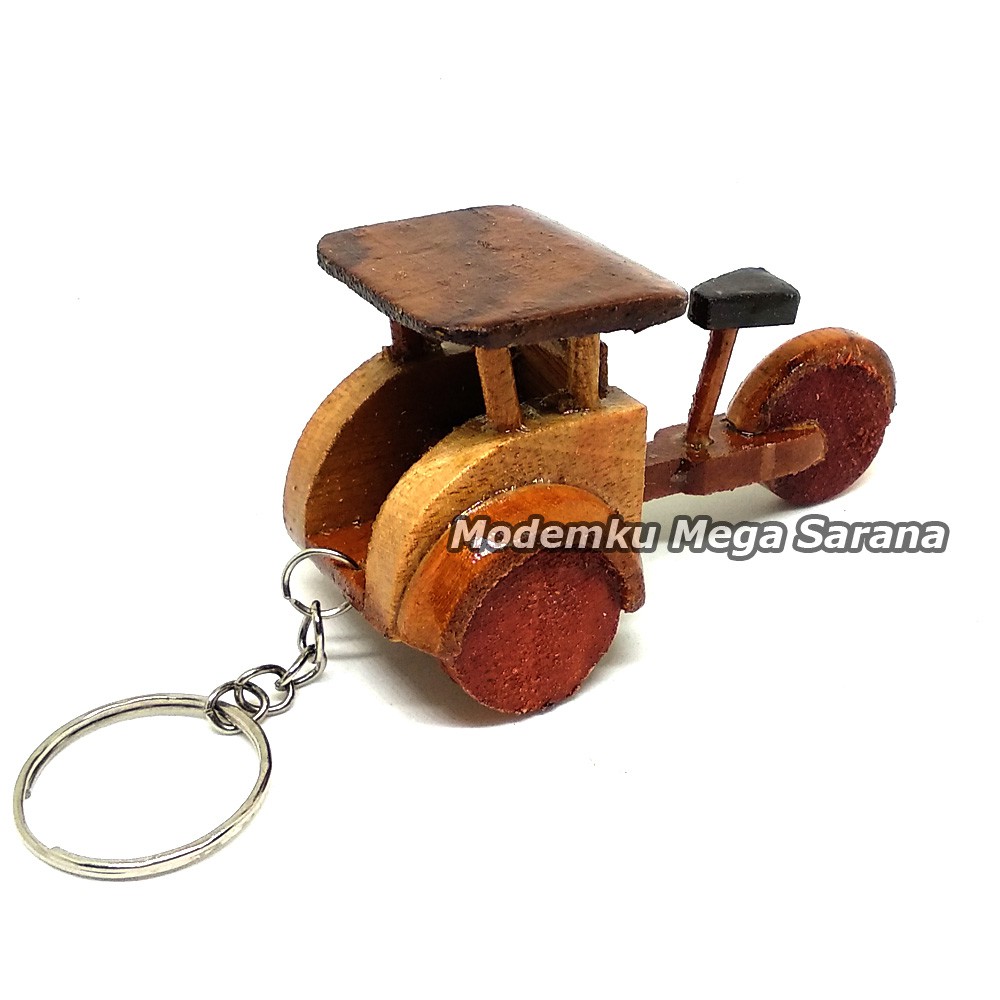 Souvenir Gantungan Kunci Becak Kayu - Isi 10pcs