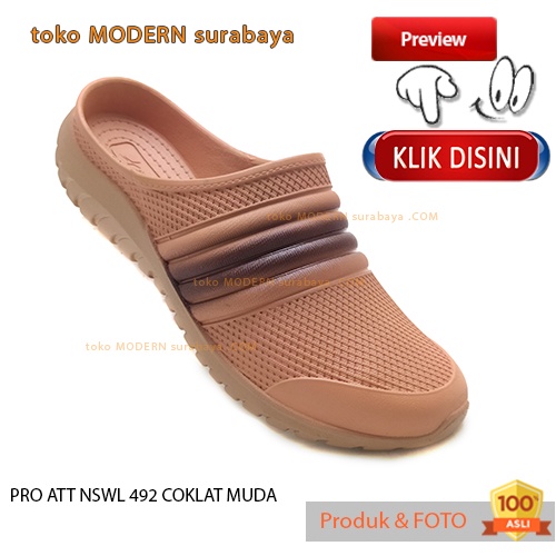Sepatu sandal wanita selop karet PRO ATT NSWL 492 COKLAT MUDA
