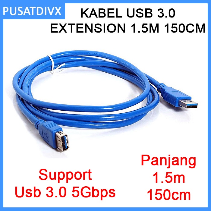 Kabel Extension USB 3.0 Male-Female 1.5M Cable Perpanjangan 1.5 Meter