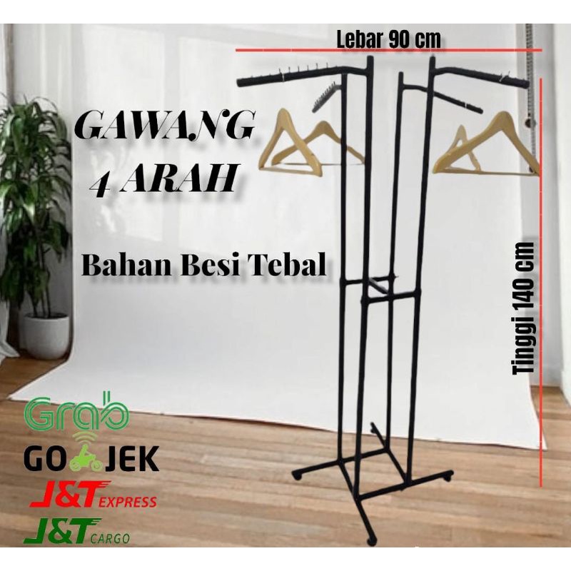 Gawang 4 arah Gantungan Baju hanger