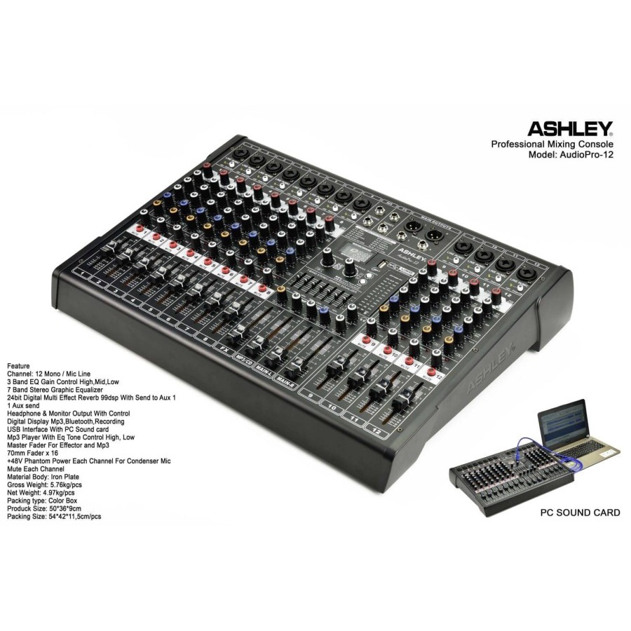 Mixer ASHLEY Audio Pro 12 channel Selection AudioPro-12 Recording ORIGINAL TERBAIK