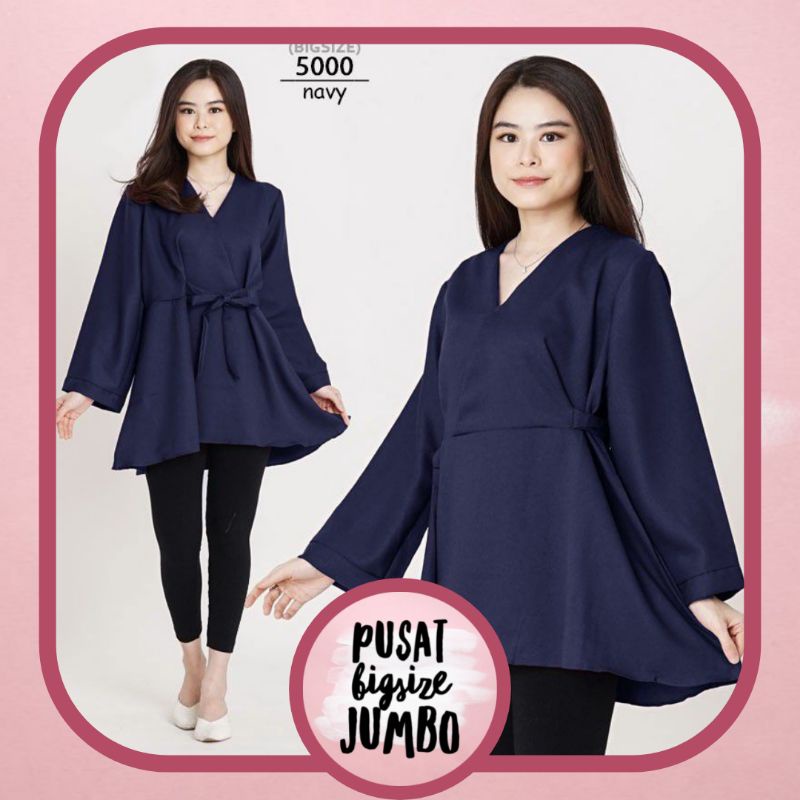LD 120 - BLOUSE WANITA XXL JUMBO BIGSIZE PLUS SIZE ARMY HITAM MARUN MAROON NAVY AA-5000 navy