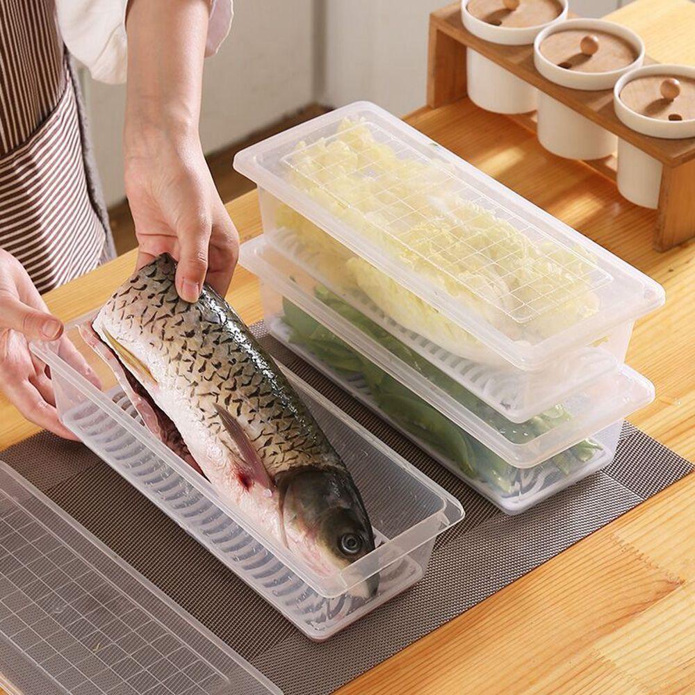 【 ELEGANT 】 Wadah Penyimpanan Sayur Tetap Segar Alat Dapur Transparan Anti Lembab Dengan Tutup Plastik Kulkas Organizer