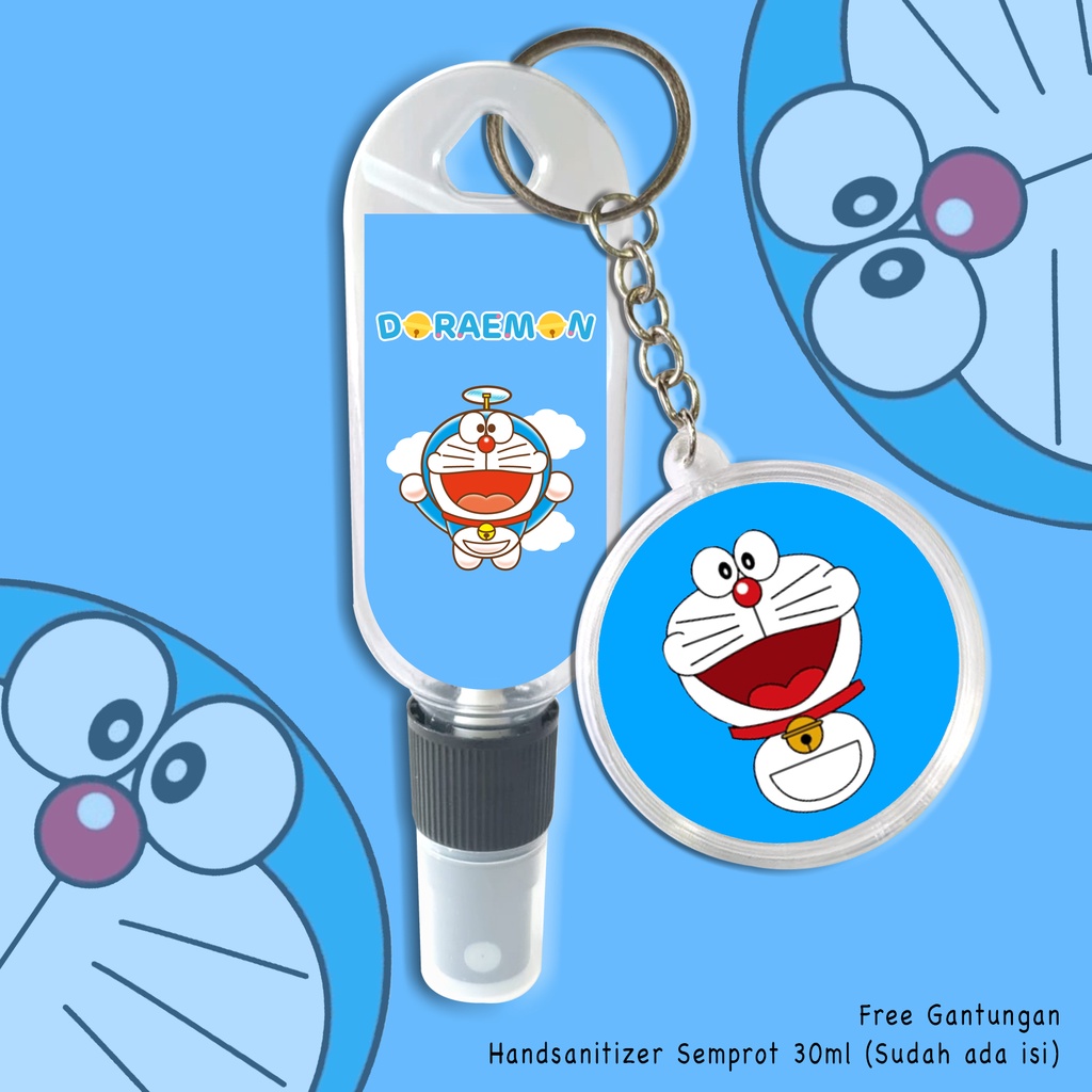 (FREE GANTUNGAN KUNCI) HAND SANITIZER SPRAY DORA EMON CUTE / FREE GANTUNGAN / PRAKTIS / CARTOON