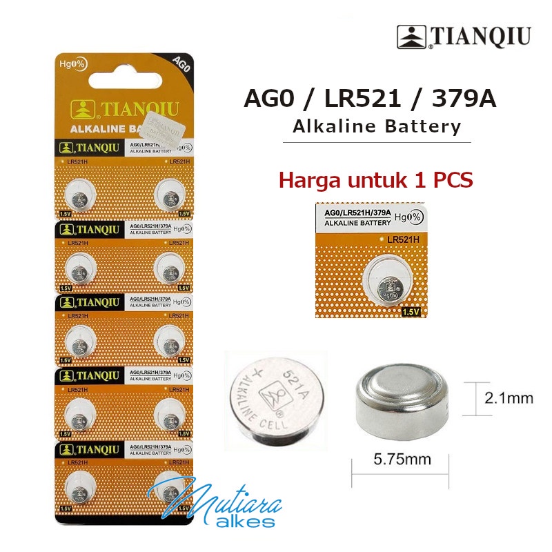 Baterai Kancing koin LR521 H / Coin Battery AG0 / 379A Batre Original