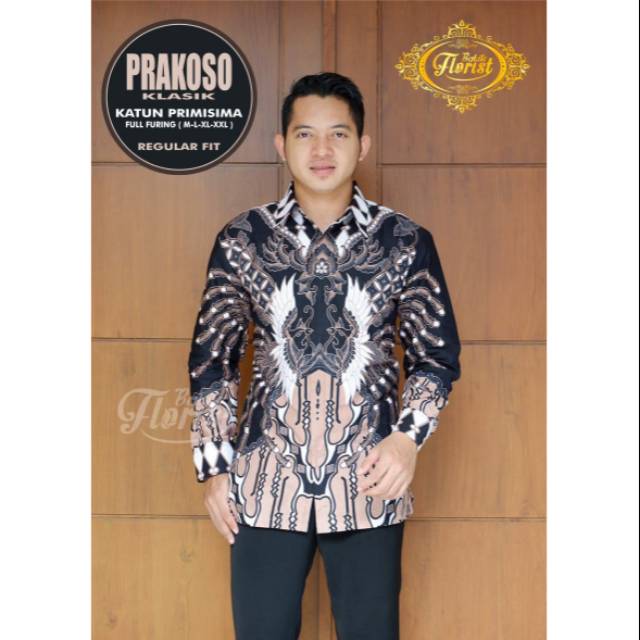 Batik Solo PRAKOSO KLASIK Kemeja Pria Katun Halus Sragenan Full Furing