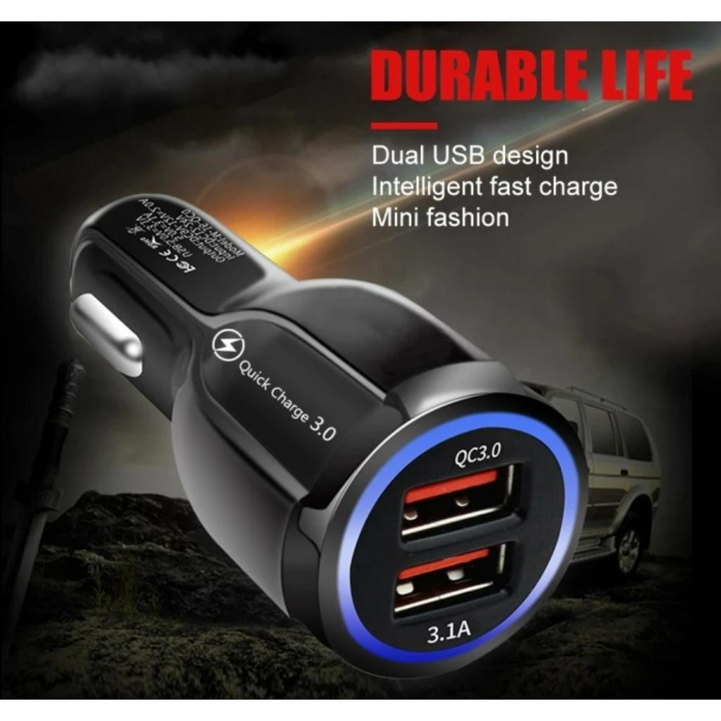 CAR QUICK CHARGER QUALCOMM FAST CHARGING CHARGER CASAN HP MOBIL QC 3.0