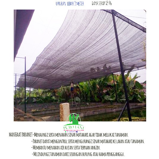 Paranet Shading Net Nylon Uv 65 Untuk Tanaman Per Meter