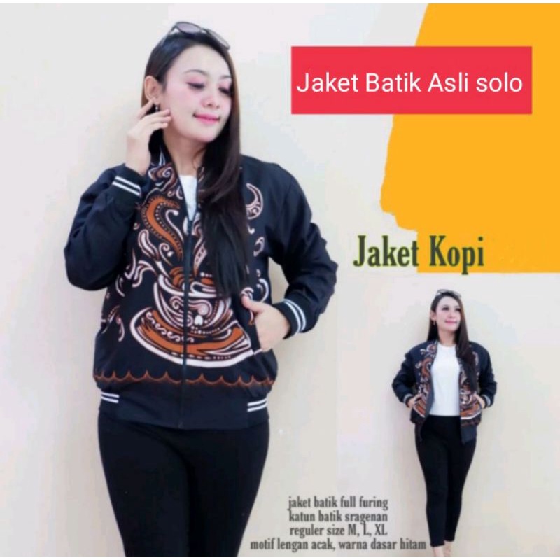 JAKET BOMBER BATIK SOLO-JAKET BATIK MOTIF KOPI-JAKET PRIA DAN WANITA BATIK ASLI SOLO