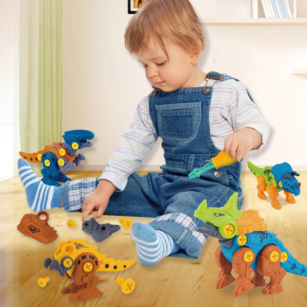 Mainan Edukasi Anak DIY Dino Puzzle Dinosaurus Dinosaurs Assemble Obeng dan Baut Rakit