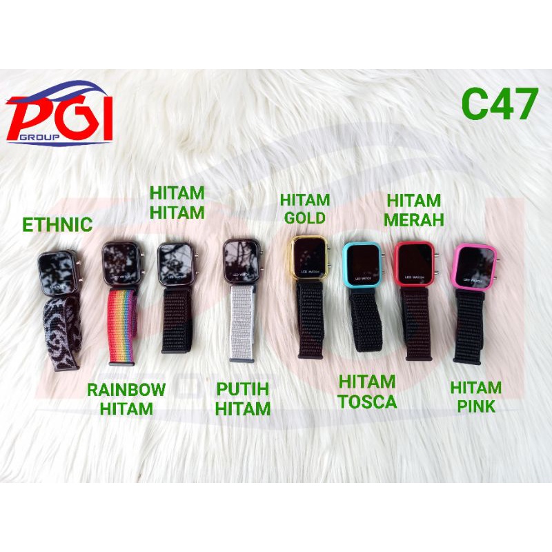 DC C ( C00047 ) JAM TANGAN LED TALI KANVAS DEWASA MODEL KOREA / ORIGINAL /TIDAK BISA MEMILIH