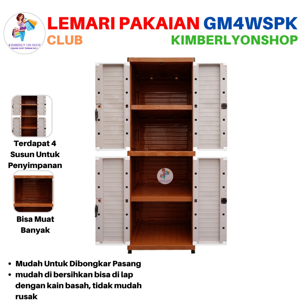 Lemari Pakaian Laci Kabinet Plastik Grand Mini Susun 4 GM4WSPK Club