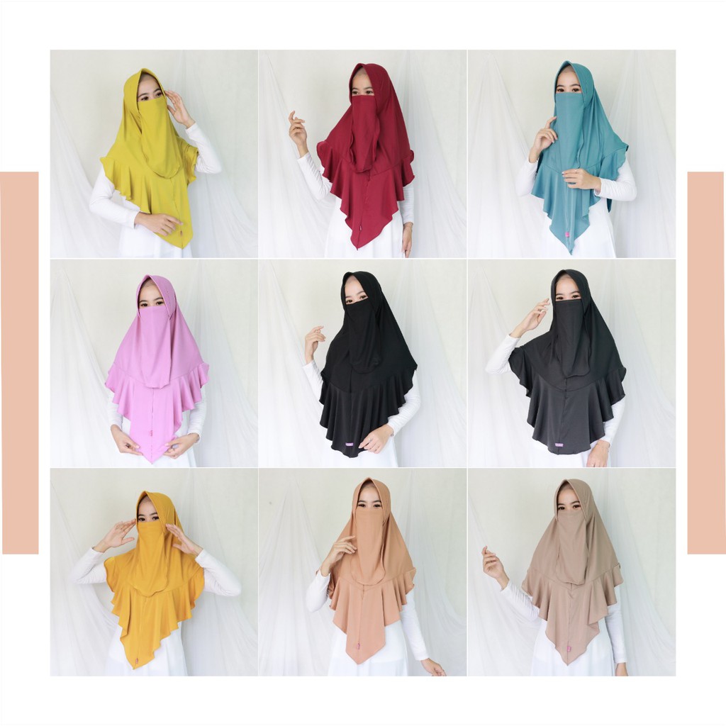 Kerudung Khimar Hijab Instan Jersey Polos Pet Zafina Masker Standar By Kalisha