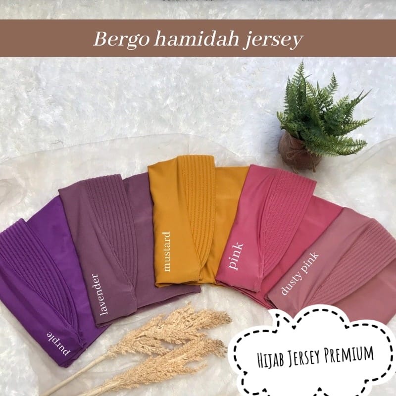 (GROSIR) Jilbab bergo Hamidah Jersey ped jumbo L | Hijab Jersey Ukuran L