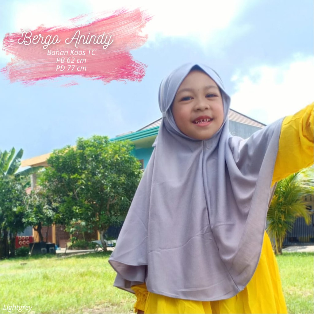 Termurah!! Hijab Anak Perempuan / Khimar Anak Murah - Bergo Anindy / Bergo Anak - Bahan Kaos TC Halu