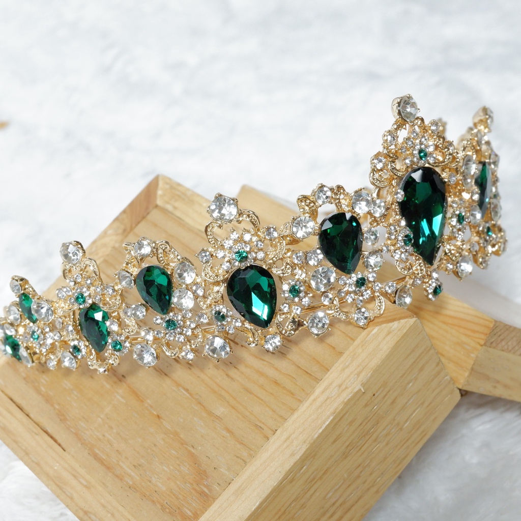 mahkota tiara dueches rhine stone green