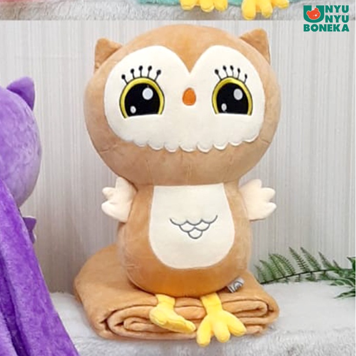 Boneka Bantal Selimut Romang Burung Hantu Owl Animal Balmut 3 in 1