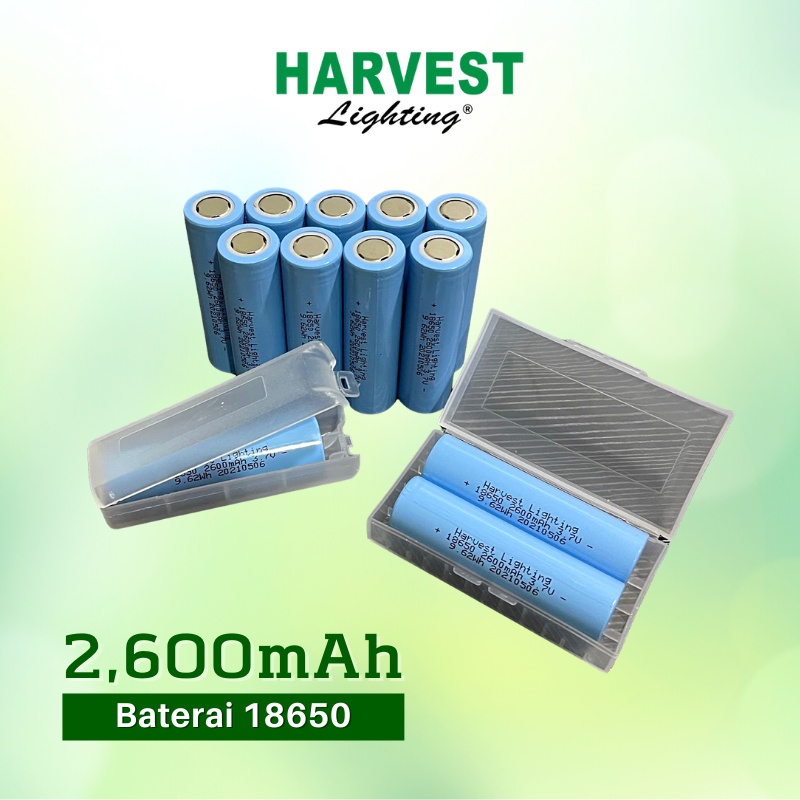 Paket Baterai 18650 Battery Ion Lithium Harvest Lighting Real Capacity  3200 mAh 2600mAh Original