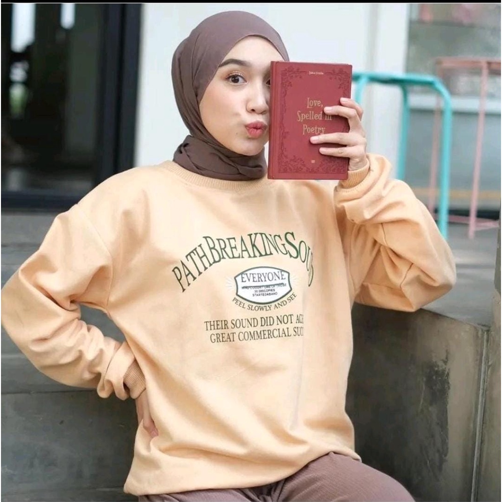 CREWNECK WANITA PATH BREAKING SOUND /// SWEATER WANITA LUCU ALA KOREA TEBAL KEKINIAN TERBARU''