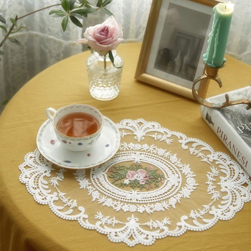 Taplak Meja Makan Bordir Renda Retro Lace Placemat Table Mat Lace