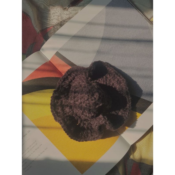 topi kucing rajut handmade-hitam