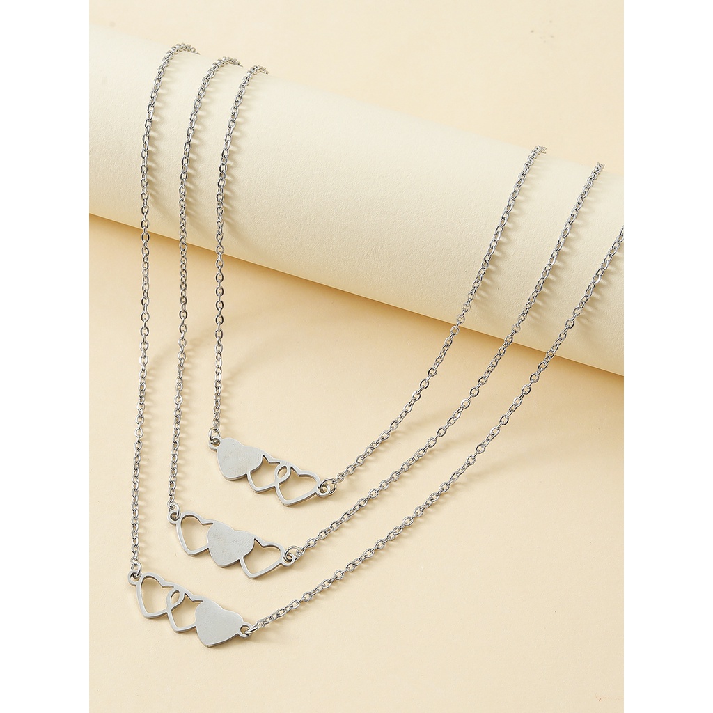 2pcs Kalung Choker Liontin Hati Kompas Bahan Titanium Untuk Pasangan