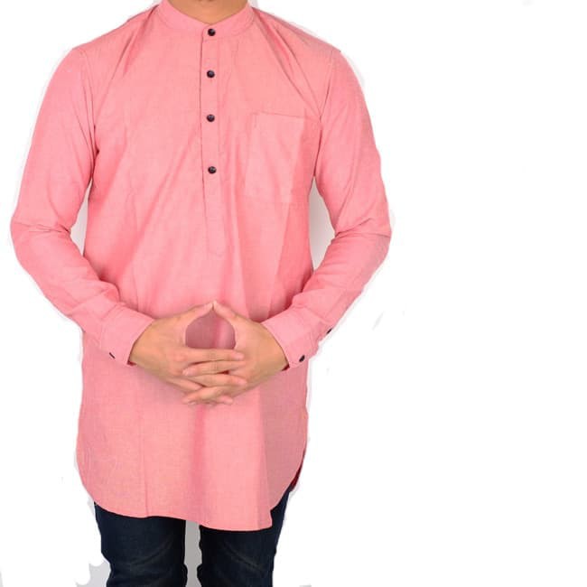 baju koko / kemeja koko / koko pakistan / kemeja koko pakistan - Merah Muda, M