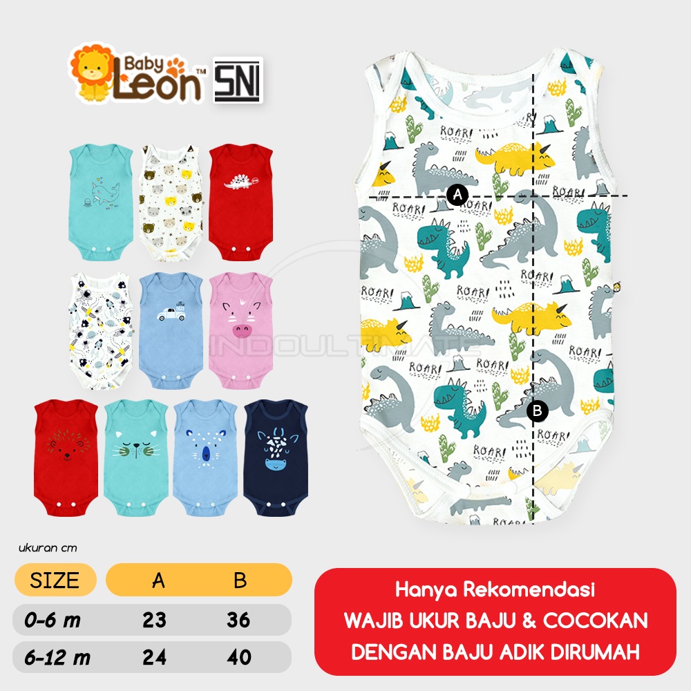 1pc Jumper Bayi Lengan Kutung COTTON BABY LEON Jumpsuit Anak Bayi Balita BodySuit Baju Bayi BC-024SK