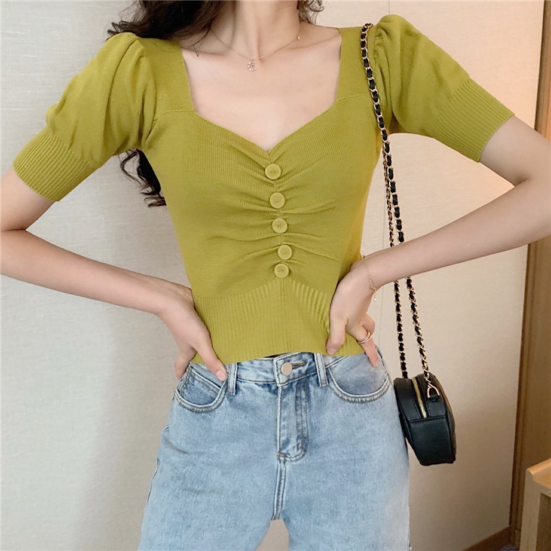 T002 - MOLETTA CROP TOP IMPORT / KOREAN RAJUT IMPORT