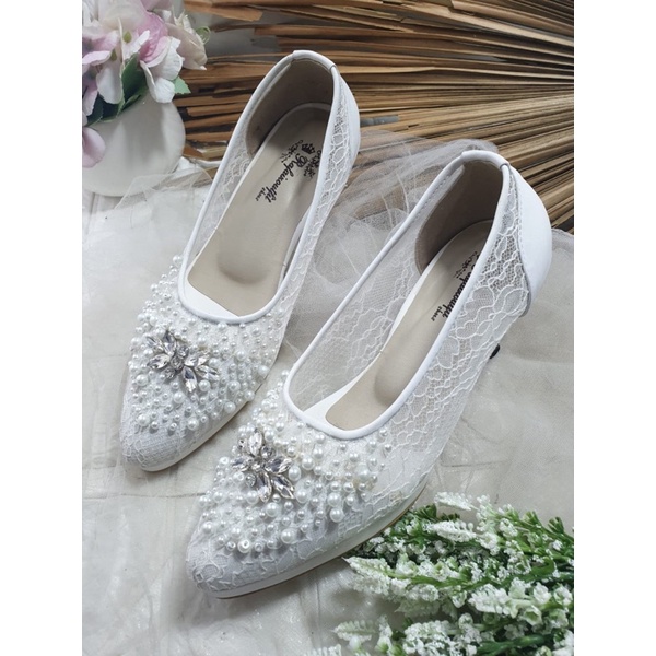 sepatu wedding noviara putih tinggi 7cm lancip