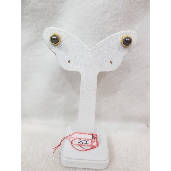 GW375L108L giwang tusuk mata mutiara hitam black pearl emas kuning asli berat 2.500 sama mata 2.650 