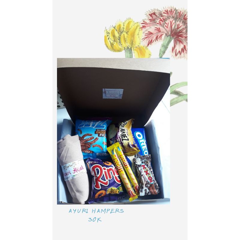 

Hampers murah isi snack dan hijab