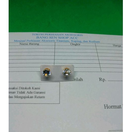 Anting Tusuk Permata Titanium asli anti luntur Lapis Emas 24k