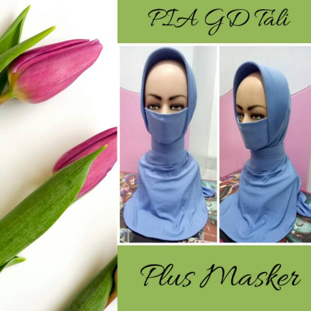 Jilbab pia gd syal oren plus masker, masker nyatu dgn jilbab, warna bs reques