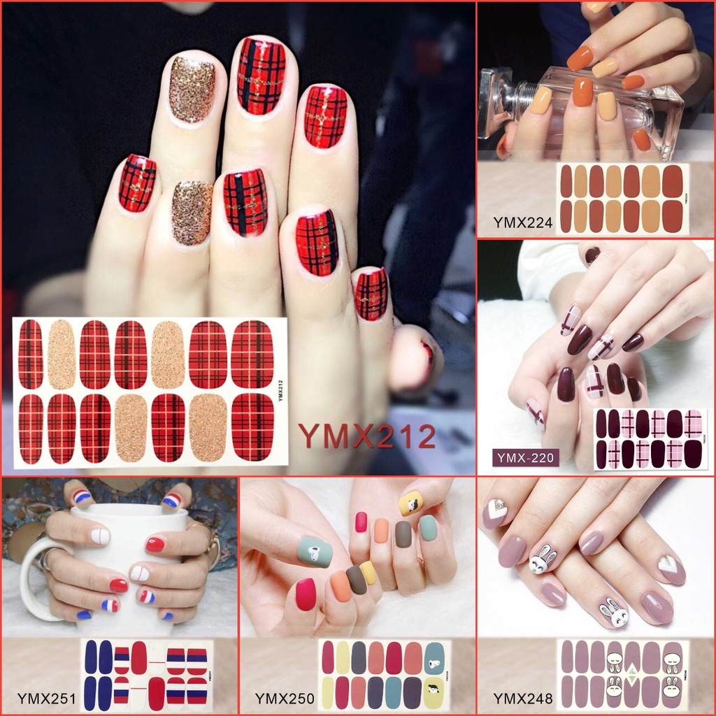 Ymx 14pcs / set Stiker Kuku Motif Kartun Grafiti Leopard YMX5 Aksen Glitter Anti Air Untuk Nail Art