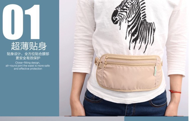 IMPORT Waist Bag Tas Pinggang Travel simpan uang passport anti maling pouch pinggul