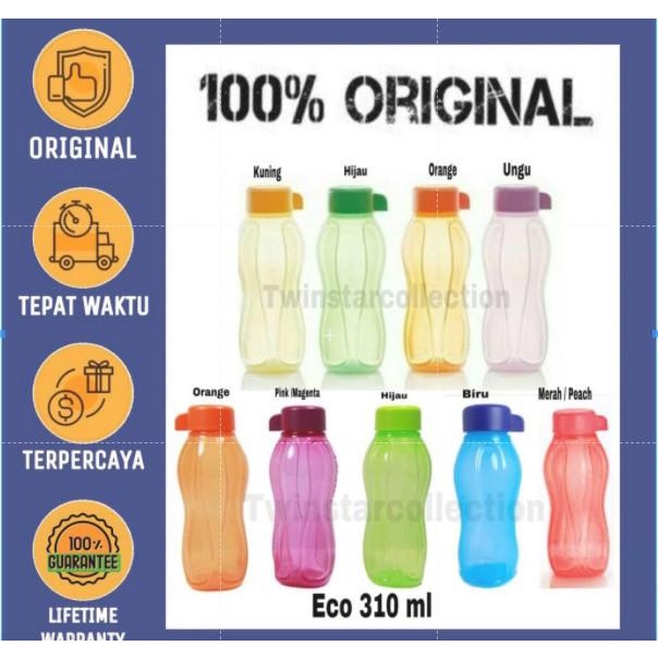 [ BARANG ASLI 100% ] Tupperware Promo Eco 310ml Botol Minum Putar 1pcs warna acak TERMURAH