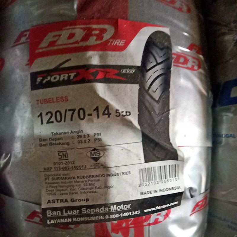 Ban Motor Matic FDR 120/70-14 Sport XR Evo Tubeless