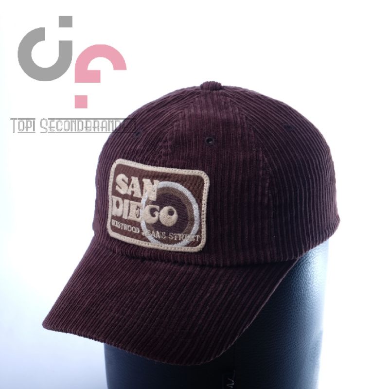 Topi Cap merk San Diego warna coklat Corduroy , Prelove Bekas Second Original