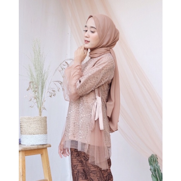 Belle blouse (4 warna) blouse kebaya sasmaya hijab pesta kondangan wisuda lamaran tile